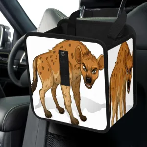 Car Trash Can Fiercely Hyena Animal Beast Leakproof Auto Garbage Bag Can Foldable Car Trash Storage Bag Bin Hanging Car Organizer for Car Back Front Seat Car Accessories Decor