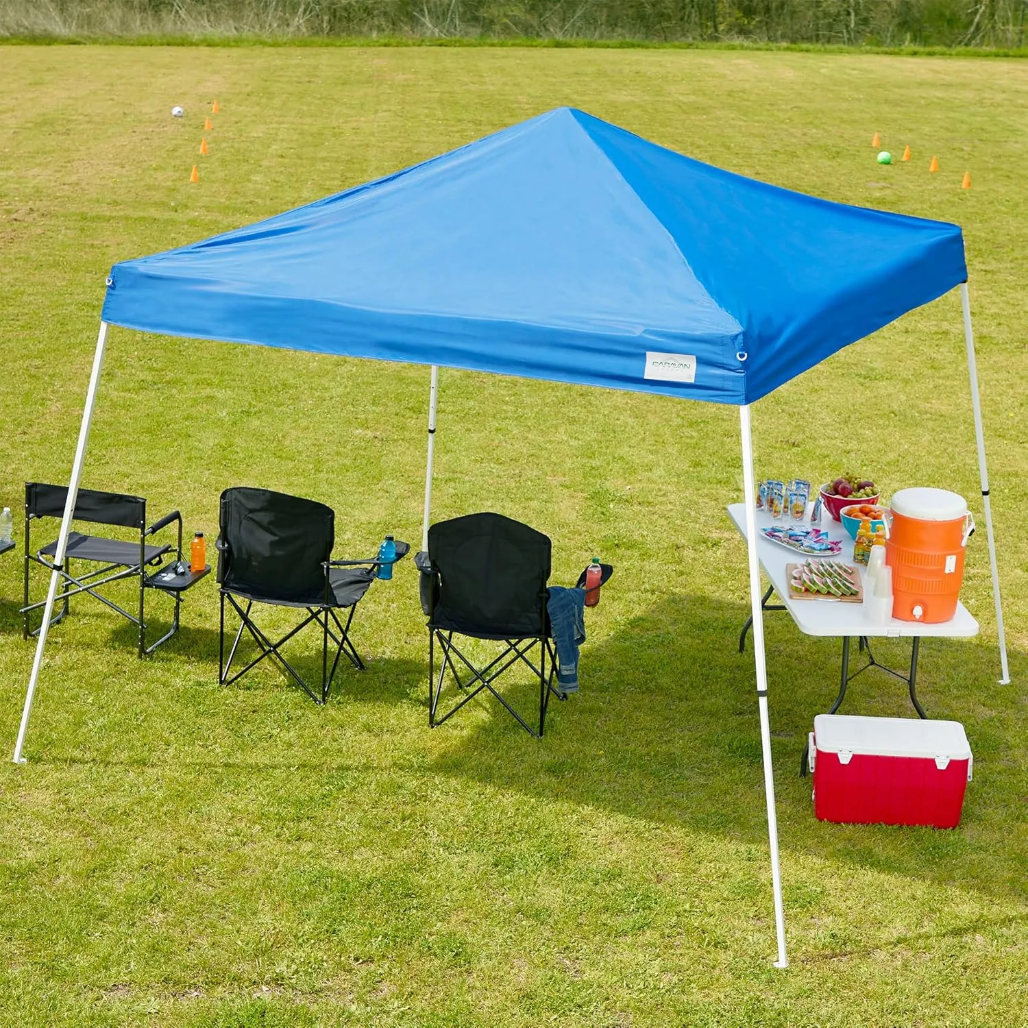 Caravan Canopy Sports 21007800020, 10'x10' Base 8'x8' top, Blue