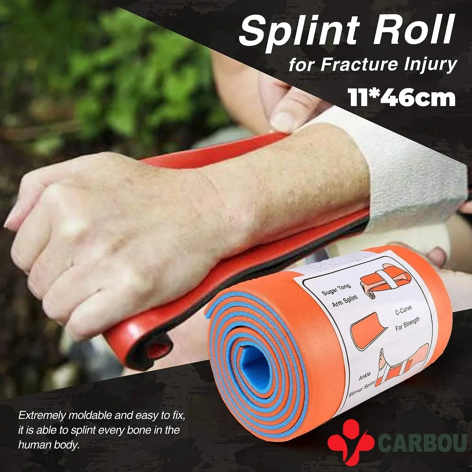 CARBOU Aluminum First Aid Splint Roll - Portable Aid