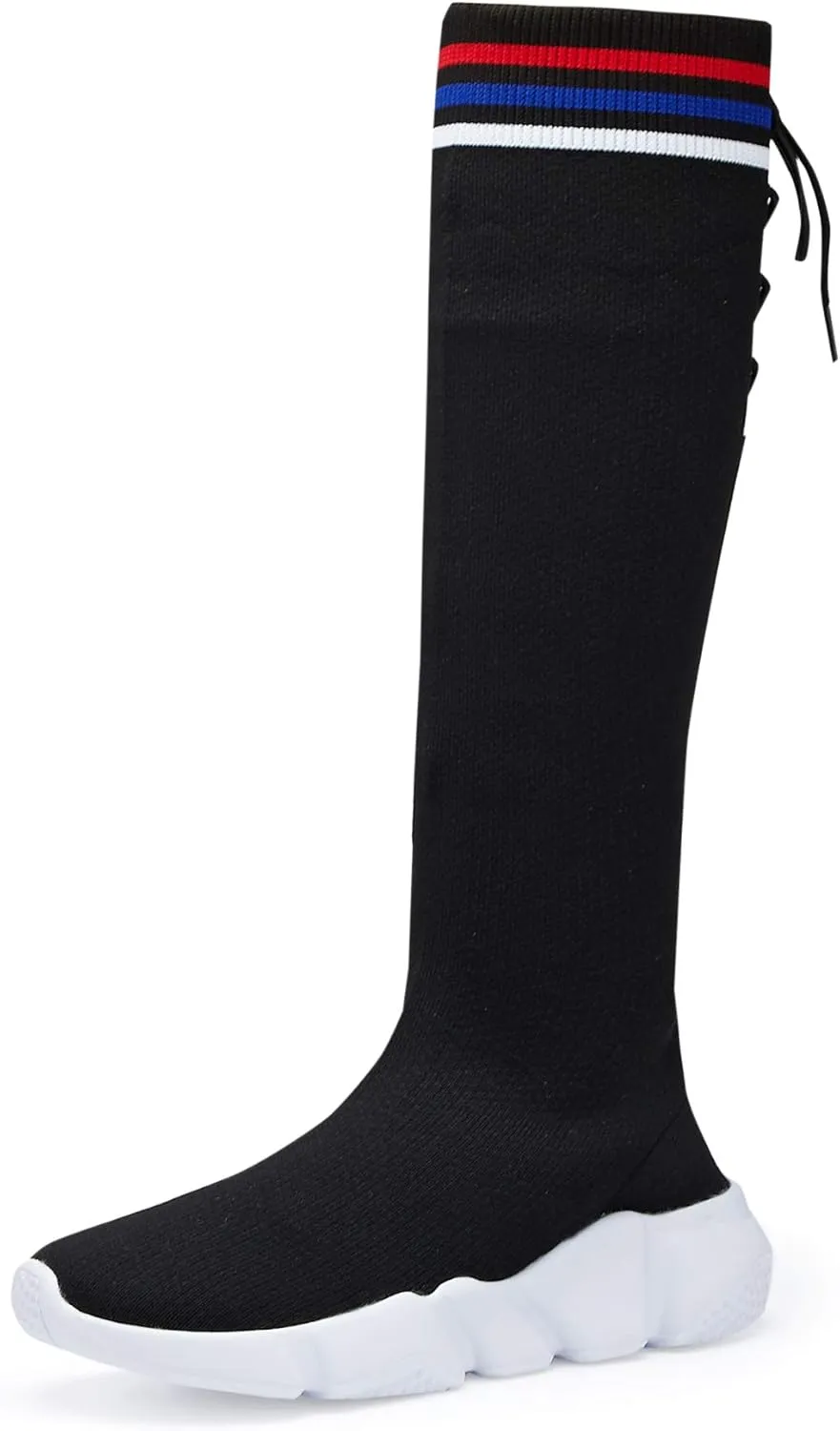Casbeam Girls Thigh High Lace up Fashion Sock Shoes Over The Knee Casual Low Heel Boots