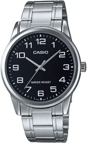 Casio #MTP-V001D-1B Men's Standard Stainless Steel Easy Reader Black Dial Watch