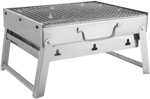 Charcoal Barbecue Portable Stainless Steel Camping Barbecue Oven Folding Grill for Outdoor Cooking Camping Hiking Party (35 x 27 x 20 cm) Camping Grill