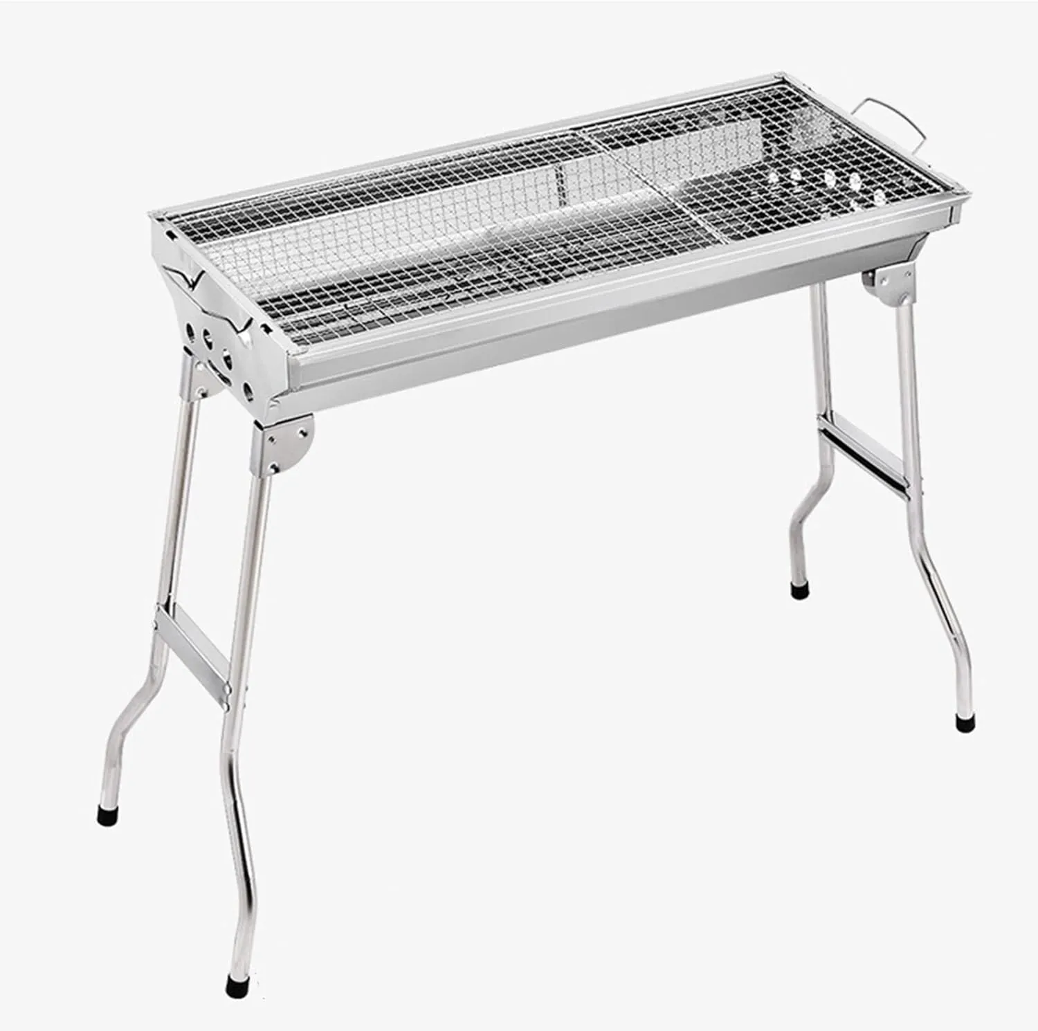Charcoal Grill Large Stainless Steel Barbecue Smoker Folding Portable Outdoor Cooking Camping Hiking Picnic Backpacking 73x 70x 33cm Suitable for 5-10 People