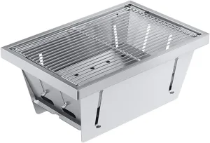 Charcoal Grill Portable Stainless Steel Grill Mini Outdoor Camping Barbecue Grill Charcoal Barbecue Grill Outdoor Commercial Folding Barbecue Tool Camping Travel