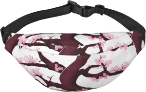 Cherry Blossoms Tree Men'S And Women'S Waist Pack, Crossbody Bag With Adjustable Belt For Running, Traveling, Sports, Hiking