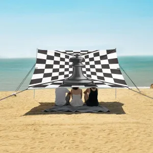 Chess King Chessboard Beach Camping Tent Sun Shelter for Whole Family, Beach Shade Canopy with UPF50  UV Protection,Easy Set Up and Carry,Outdoor Shade for Trips, Fishing, Backyard Fun Picnics