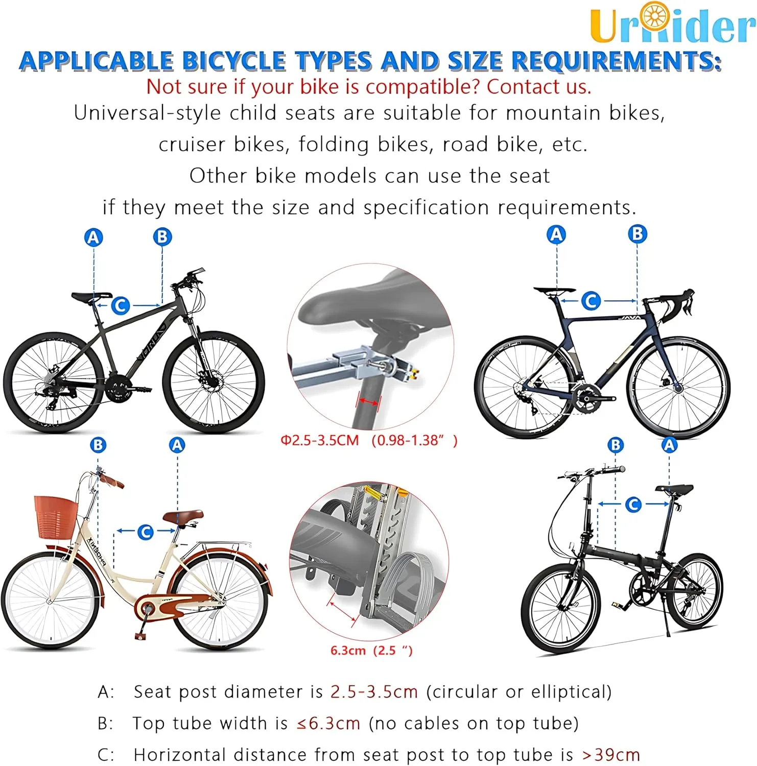 Child Bike Seat, Front Mount Kids Bike Seat,Fit Mountain Bikes, Cruiser Bikes, Folding Bikes, Ultra Light,Portable, Tool-Free, Quick-Release,Toddler Bike Seat for 2-6 Years(up to 60lbs)