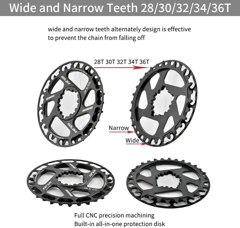 Children Mountain Bike Crankset 110/127/140/150/155/160MM Hollow Integrated Crank Arms 28/30/32/34/36T Single Speed Round Narrow Wide Chainring for Folding Bike 7-12Speed with BB Black