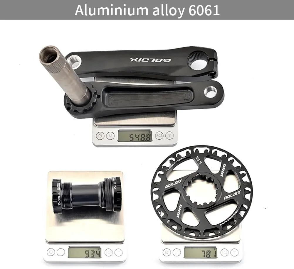 Children Mountain Bike Crankset 110/127/140/150/155/160MM Hollow Integrated Crank Arms 28/30/32/34/36T Single Speed Round Narrow Wide Chainring for Folding Bike 7-12Speed with BB Black