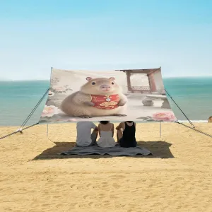 Chinese Style Capybara Beach Camping Tent Sun Shelter for Whole Family, Beach Shade Canopy with UPF50  UV Protection,Easy Set Up and Carry,Outdoor Shade for Trips, Fishing, Backyard Fun Picnics