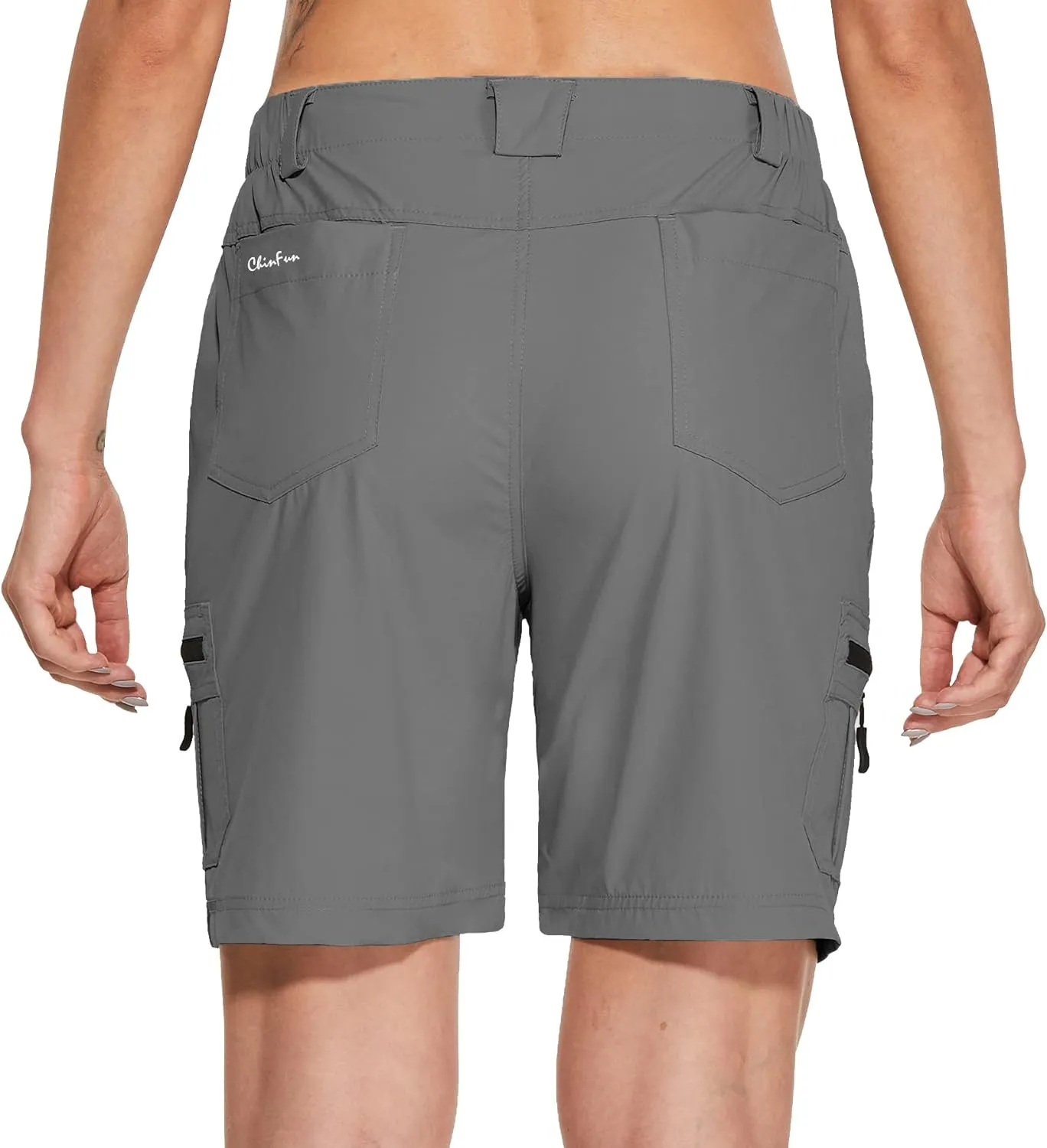 ChinFun Women's Stretch Cargo Shorts Lightweight Hiking Shorts Quick Dry Outdoor Shorts Water Resistant with 6 Pockets