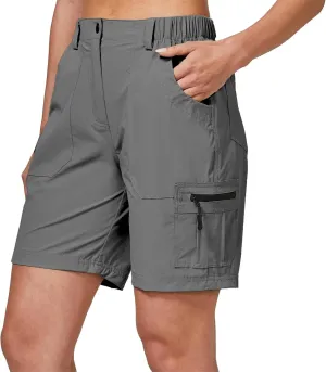 ChinFun Women's Stretch Cargo Shorts Lightweight Hiking Shorts Quick Dry Outdoor Shorts Water Resistant with 6 Pockets