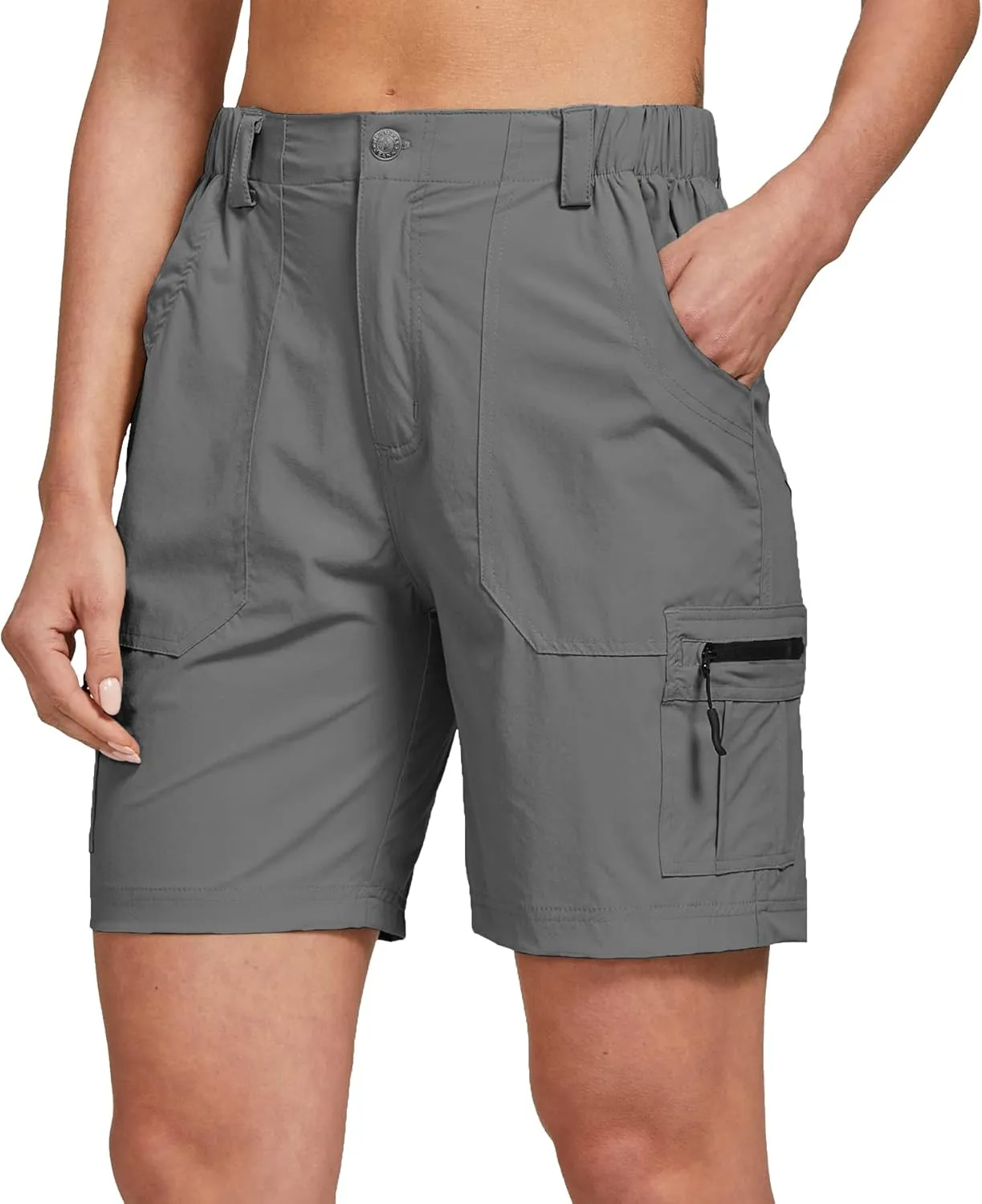 ChinFun Women's Stretch Cargo Shorts Lightweight Hiking Shorts Quick Dry Outdoor Shorts Water Resistant with 6 Pockets