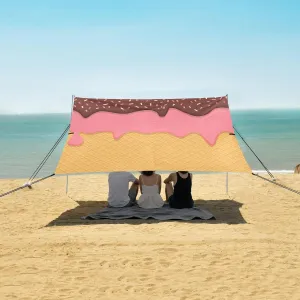 Chocolate Sprinkles Ice Cream Beach Camping Tent Sun Shelter for Whole Family, Summer Beach Shade Canopy with UPF50  UV Protection,Easy Set Up and Carry,Outdoor Shade for Trips, Fishing, Backyar
