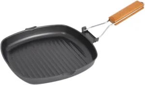 Ciieeo Portable Cast Iron Cooking Pot Bbq Steak Pan Folding Outdoor Frying Pan Non-stick Size s (20cm)