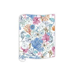 Coastal Blue Coral Pattern Table Runner