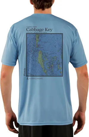 Coastal Classics Cabbage Key Nautical Chart Men's UPF 50  Sun Protection Short Sleeve T-Shirt