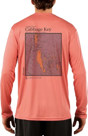 Coastal Classics Cabbage Key Nautical Chart Men's UPF 50  UV/Sun Protection Long Sleeve T-Shirt