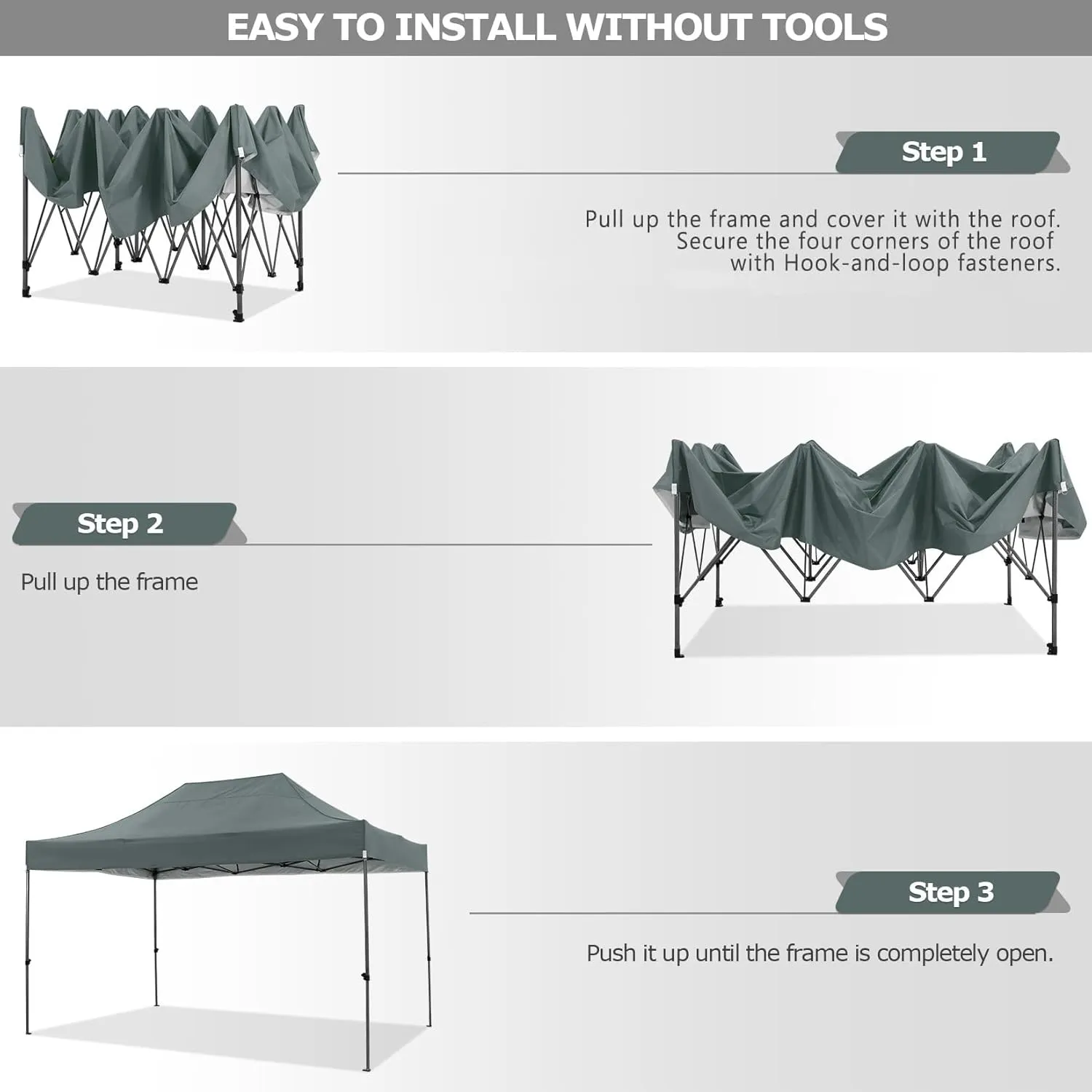COBIZI 10x15 Pop up Canopy with 4 Sidewalls, Waterproof Heavy Duty Commercial Canopy for Parties, Outdoor Tent, Garden Gazebo, Carry Bag (10x15ft, Gray)