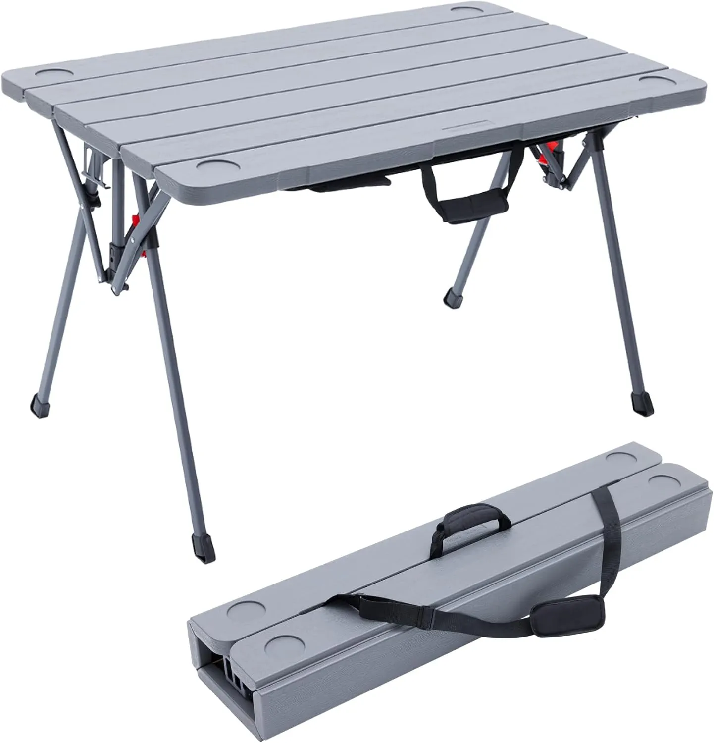 Cococabana X Camphor Portable Folding Table with Adjustable Shoulder Strap for Camping, Tailgating, Picnic, RV - Roll Up Design, Quick Setup, Compact Size, Heavy-Duty, Scratch & Stain Resistant