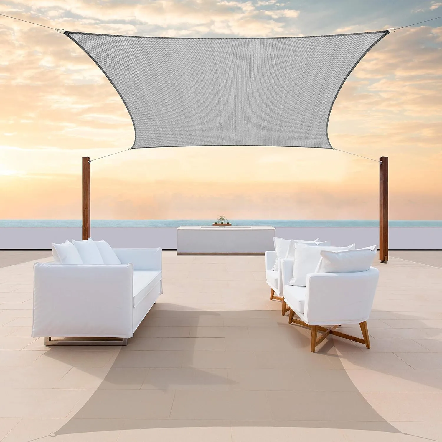 ColourTree 8' x 16' Grey Sun Shade Sail Rectangle Canopy Fabric Cloth Screen, Water Permeable & UV Block UPF50, Heavy Duty, Carport Patio Outdoor - (We Customize Size)