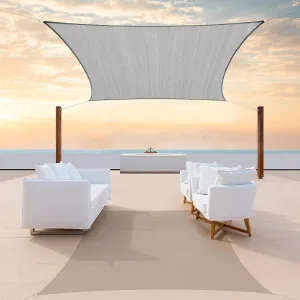ColourTree 8' x 16' Grey Sun Shade Sail Rectangle Canopy Fabric Cloth Screen, Water Permeable & UV Block UPF50, Heavy Duty, Carport Patio Outdoor - (We Customize Size)