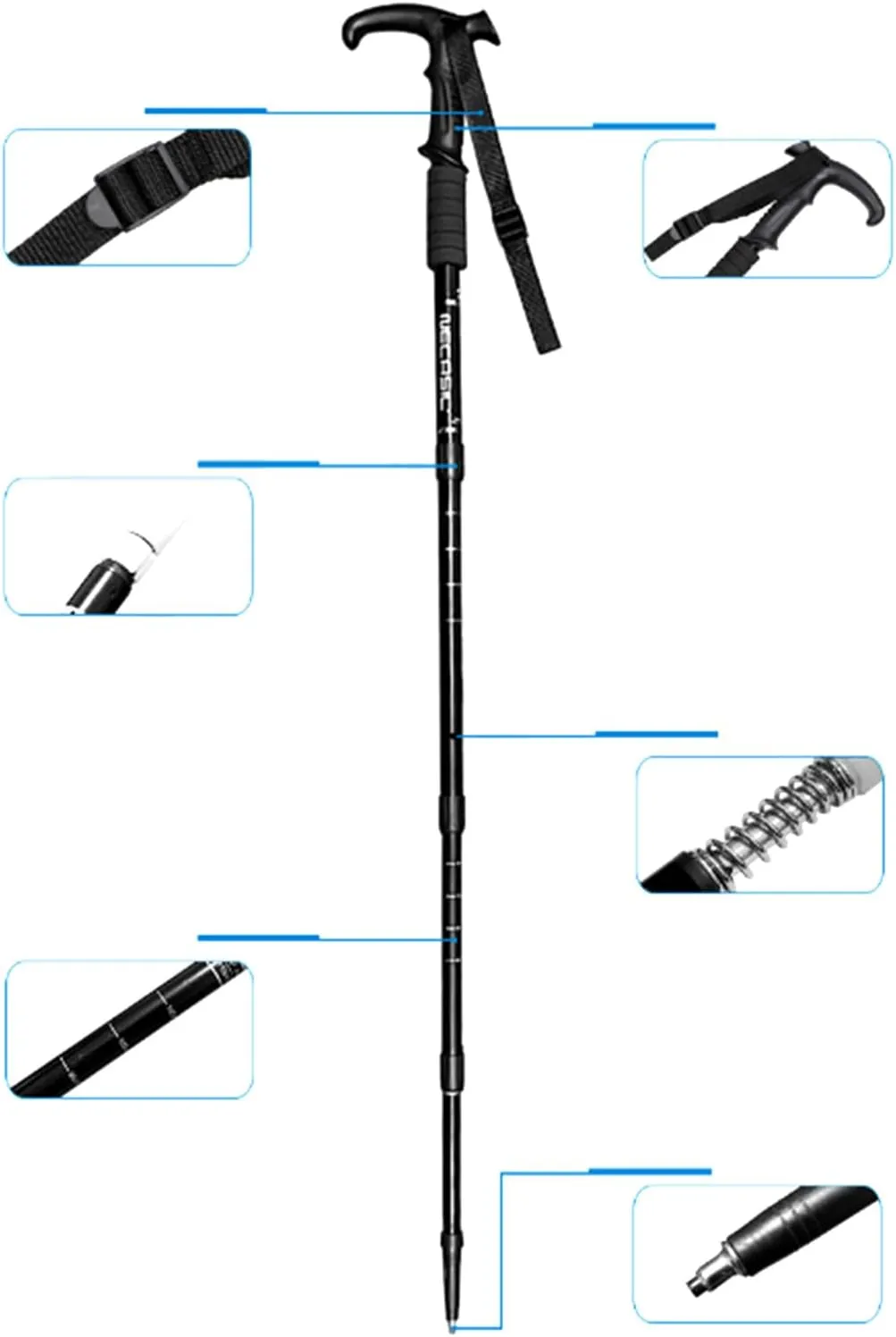 Comfortable Grip Hiking Poles High Strengths Aluminum Alloys Trekking Staff for Mountain Climbing and Snow Walking