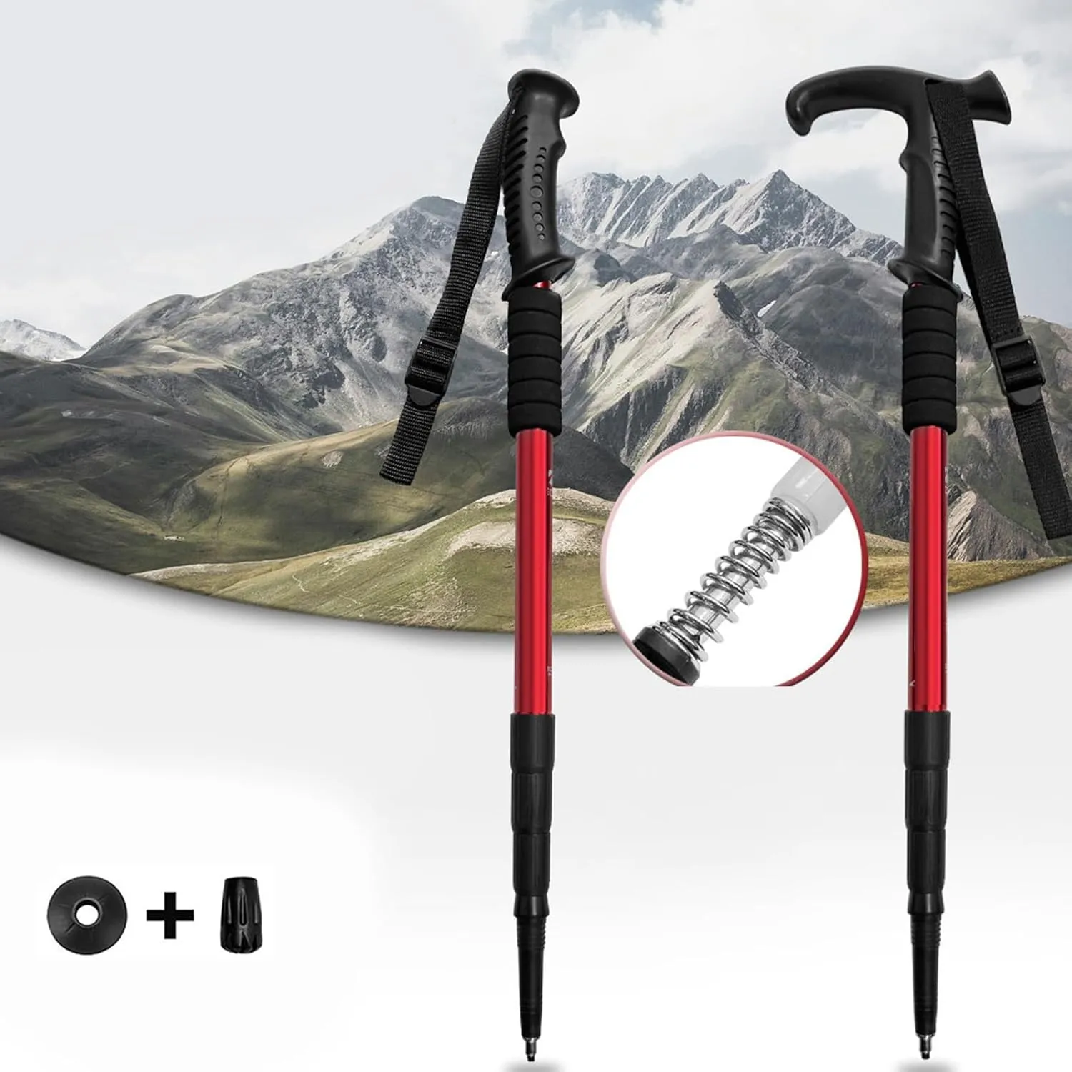 Comfortable Grip Hiking Poles High Strengths Aluminum Alloys Trekking Staff for Mountain Climbing and Snow Walking