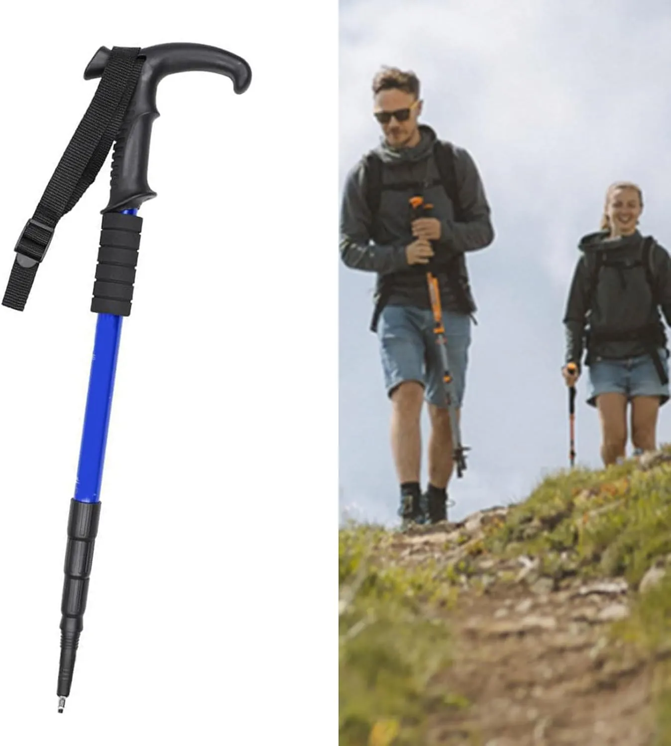 Comfortable Grip Hiking Poles High Strengths Aluminum Alloys Trekking Staff for Mountain Climbing and Snow Walking