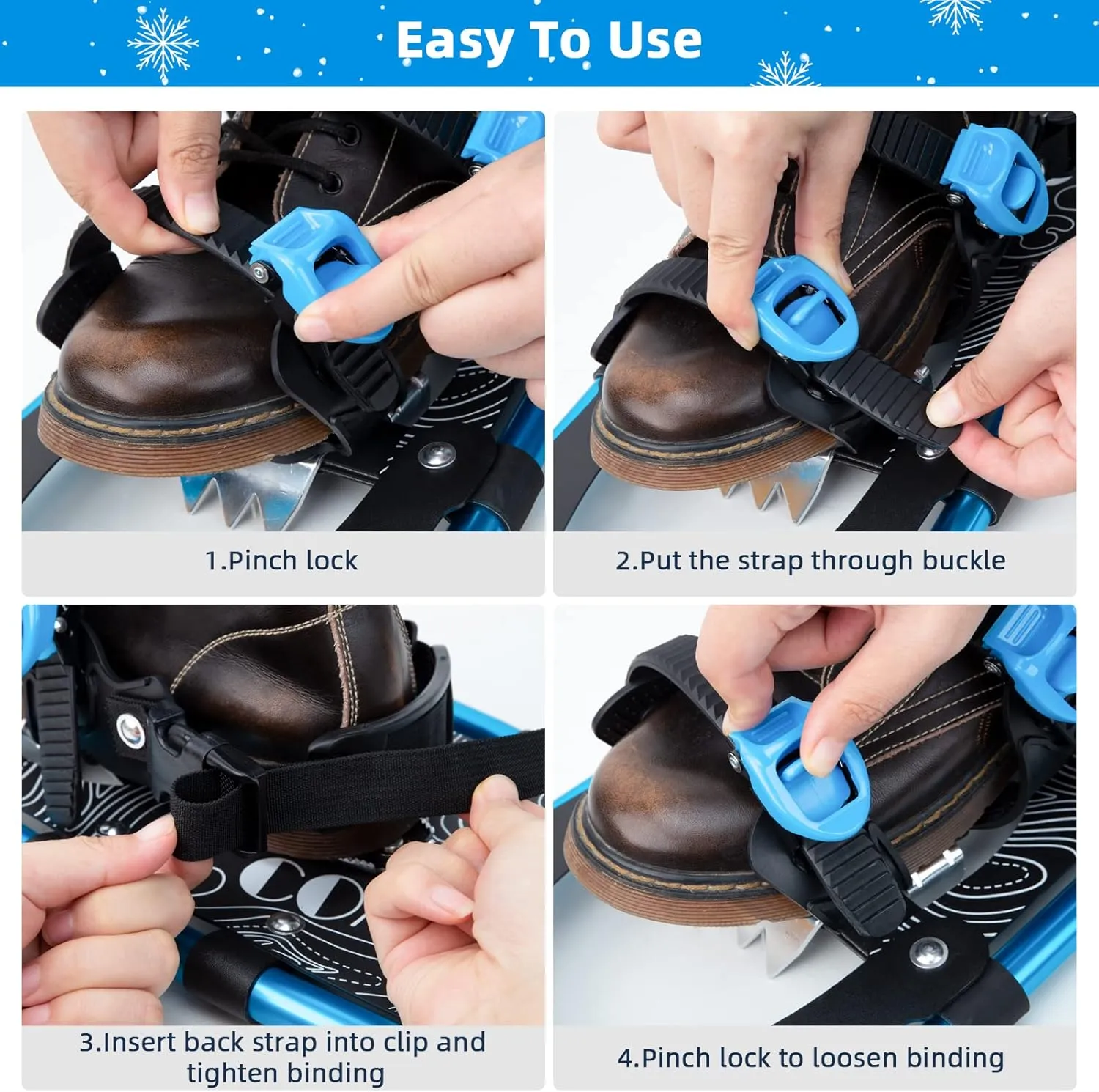 COMMOUDS Lightweight Snow Shoes for Men Women Youth Kids, Fully Adjustable Bindings, 14/21/25/30 Inches Aluminum Alloy Terrain Snowshoes with Trekking Poles and Carrying Bag