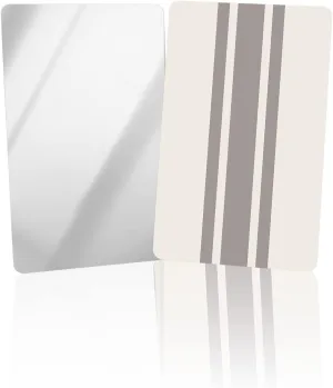 Compact Card Mirror, Unbreakable Stainless Steel Makeup Mirror Farmhouse Style Gray Stripes Rectangular Handheld Small Travel Mirror for Camping, Travelling