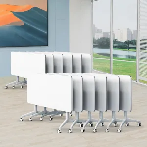 Conference Room Table, Office Conference Tables Modern Large Folding Flip-Top Mobile Table on Wheels for Corporations,seminar Rooms Space-Saving (12pcs)