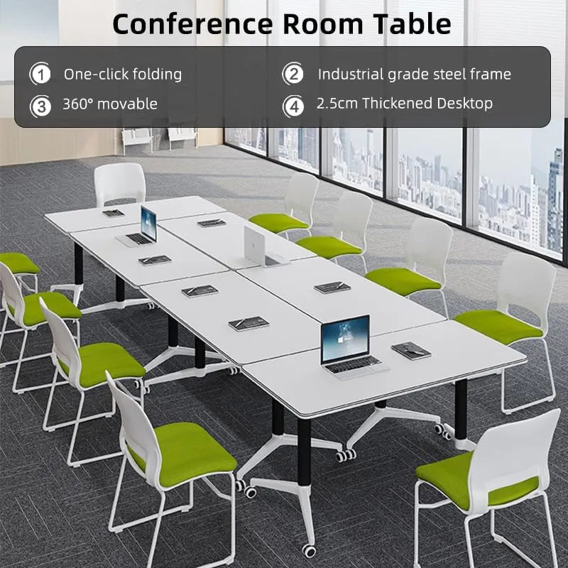 Conference Table, Folding Conference Room Tables with Flip-Top Design, Mobile Seminars Dynamic Meetings Training Tables for Offices, Classrooms, and Meeting Room (Gray, 47.2×15.7×29.5in)