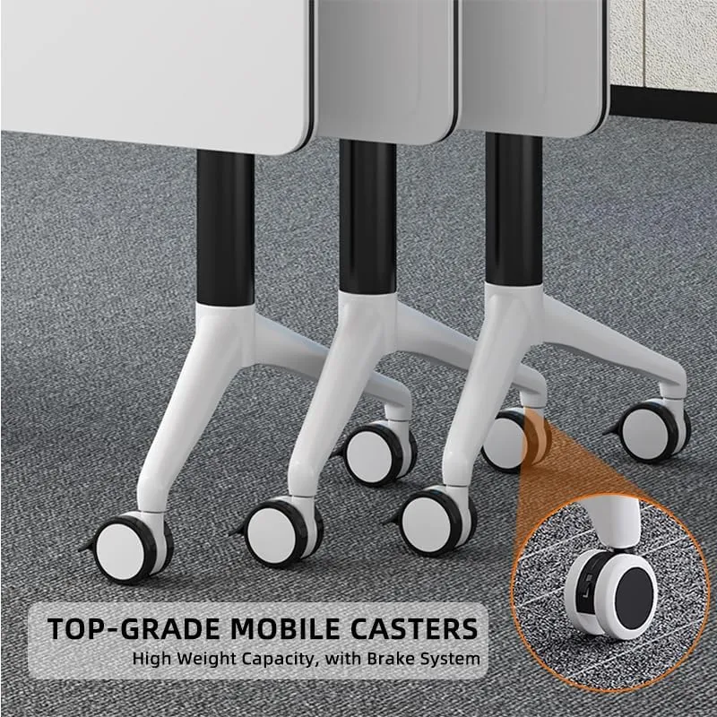 Conference Table, Folding Conference Room Tables with Flip-Top Design, Mobile Seminars Dynamic Meetings Training Tables for Offices, Classrooms, and Meeting Room (Gray, 47.2×15.7×29.5in)