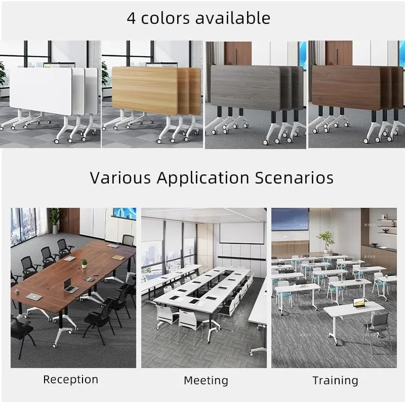 Conference Table, Folding Conference Room Tables with Flip-Top Design, Mobile Seminars Dynamic Meetings Training Tables for Offices, Classrooms, and Meeting Room (Gray, 47.2×15.7×29.5in)