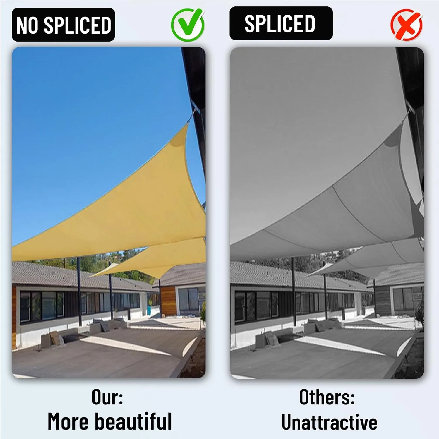 COOLBOYS 16' x 16' x 16' Sun Shade Sail Sand Triangle UV Block Outdoor Shade Canopy Sunshade for Patio Lawn Garden Carport Backyard Deck Pergola