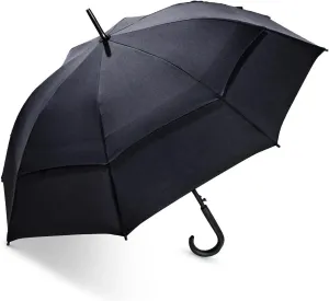 Coolibar UPF 50  48 Inch Calotta Fashion Umbrella - Sun Protective (One Size- Black Matte Black Coating)