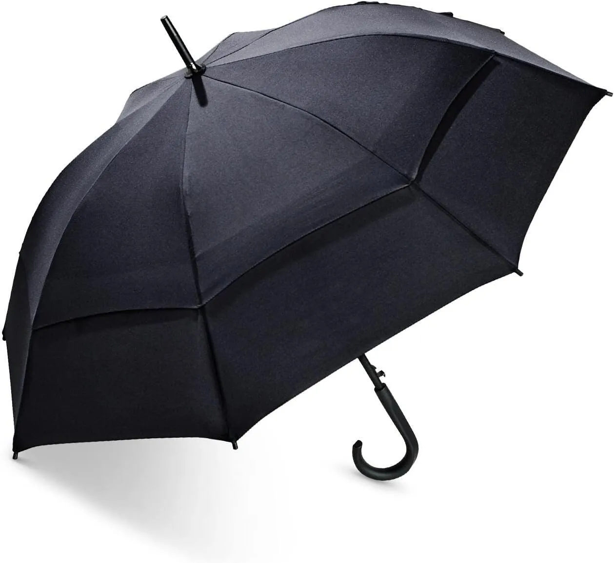Coolibar UPF 50  48 Inch Calotta Fashion Umbrella - Sun Protective (One Size- Black Matte Black Coating)