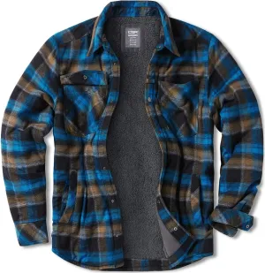CQR Men's Plaid Flannel Shirt Jacket, Long Sleeve Soft Warm Sherpa/Quilted Lined Jacket, Outdoor Button Up/Zip-Front Jacket