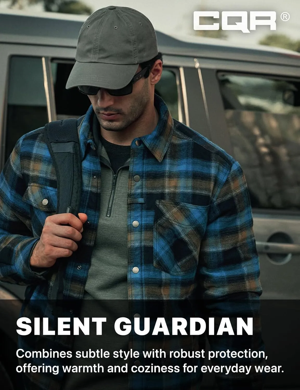 CQR Men's Plaid Flannel Shirt Jacket, Long Sleeve Soft Warm Sherpa/Quilted Lined Jacket, Outdoor Button Up/Zip-Front Jacket