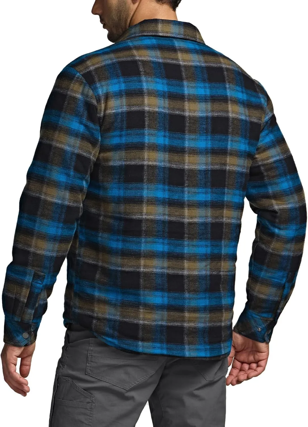 CQR Men's Plaid Flannel Shirt Jacket, Long Sleeve Soft Warm Sherpa/Quilted Lined Jacket, Outdoor Button Up/Zip-Front Jacket