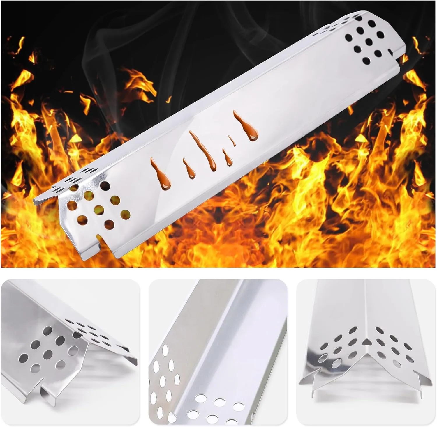Criditpid Grill Heat Plate Replacement Parts for Home Depot Nexgrill 720-0925S 720-0864 720-0864M, Stainless Steel Grill Heat Tent, Flame Tamer for BBQ PRO 3 Burner 122.20148511, Members Mark 720-0839