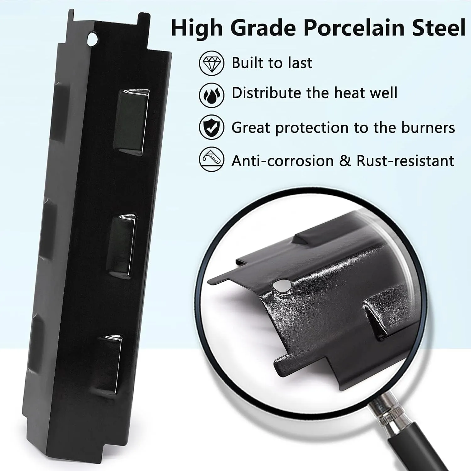 Criditpid Grill Replacement Parts for Charbroil 461442114 463441312 463441514, Porcelain Steel Heat Plate Shields, Burner Tubes, Crossover Tube & Ignitors Kit for Char-Broil 463440109 Gas Grill.