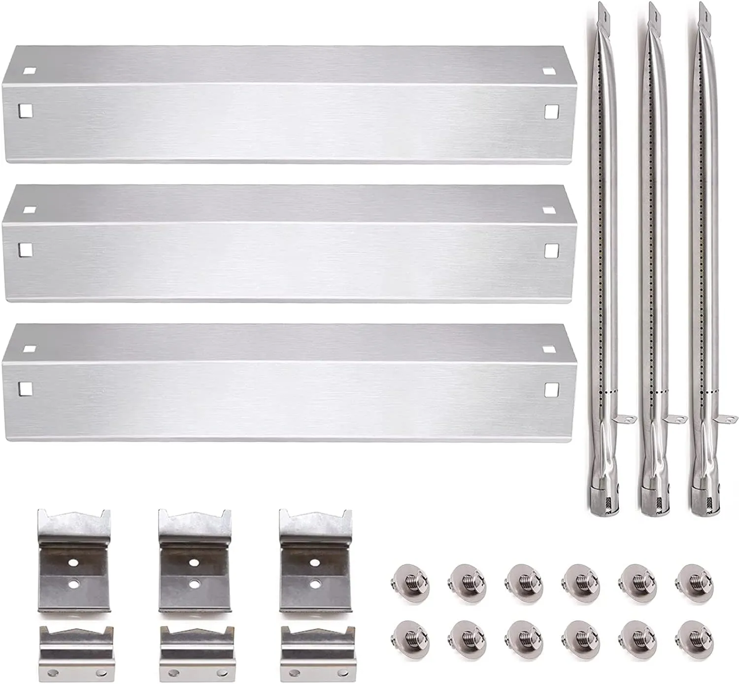 Criditpid Grill Replacement Parts for Chargriller 5050, 5650, 3001, 3030, 5072, 3008, 4000, 5252, 5050 Grill Models, Stainless Steel Heat Plates, Burner Tubes, Hanger Brackets for Chargriller.