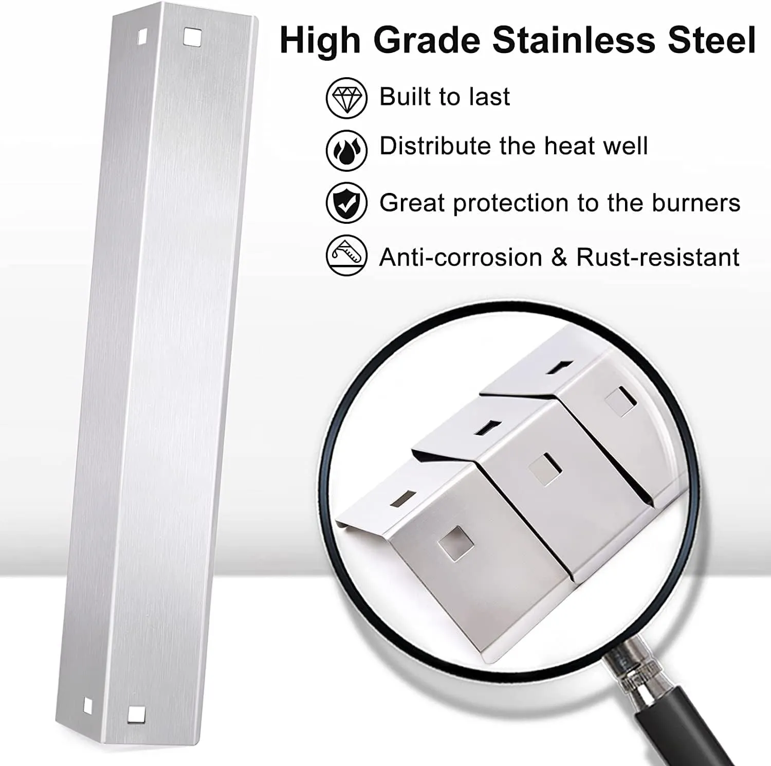 Criditpid Grill Replacement Parts for Chargriller 5050, 5650, 3001, 3030, 5072, 3008, 4000, 5252, 5050 Grill Models, Stainless Steel Heat Plates, Burner Tubes, Hanger Brackets for Chargriller.