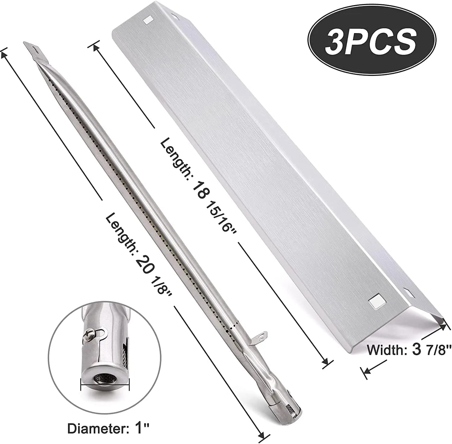 Criditpid Grill Replacement Parts for Chargriller 5050, 5650, 3001, 3030, 5072, 3008, 4000, 5252, 5050 Grill Models, Stainless Steel Heat Plates, Burner Tubes, Hanger Brackets for Chargriller.