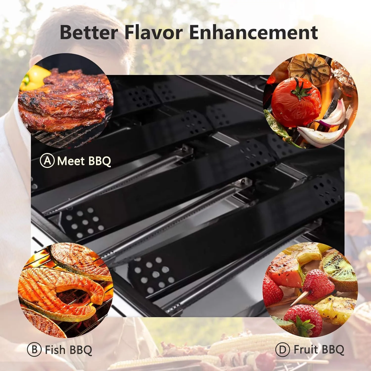 Criditpid Grill Replacement Parts for Nexgrill 6 Burner 720-0896B 720-0830H 720-0882A 720-0783E 720-0896, Grill Master 720-0697 720-0737, Grill Heat Tent Plate Buner Cover for Members Mark 720-0830F.