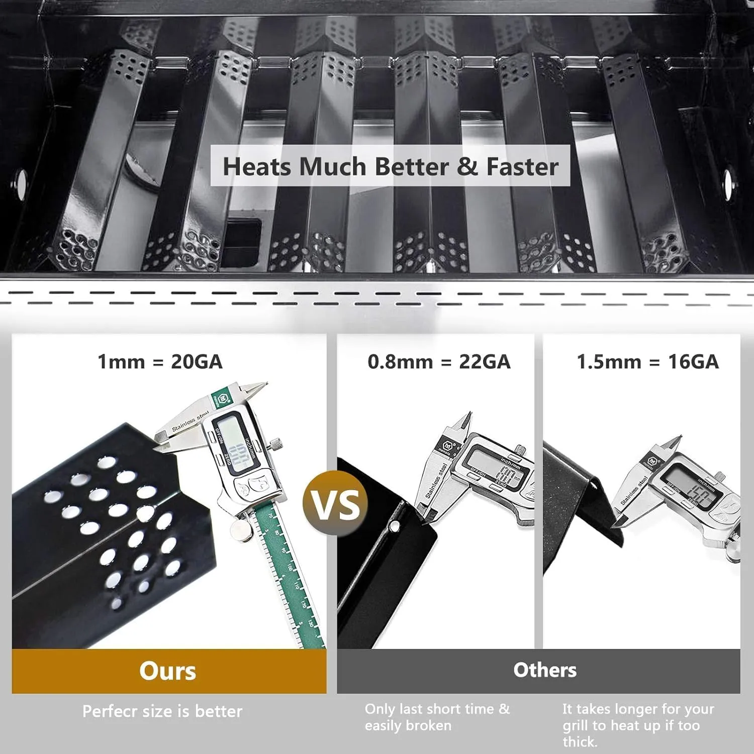 Criditpid Grill Replacement Parts for Nexgrill 6 Burner 720-0896B 720-0830H 720-0882A 720-0783E 720-0896, Grill Master 720-0697 720-0737, Grill Heat Tent Plate Buner Cover for Members Mark 720-0830F.