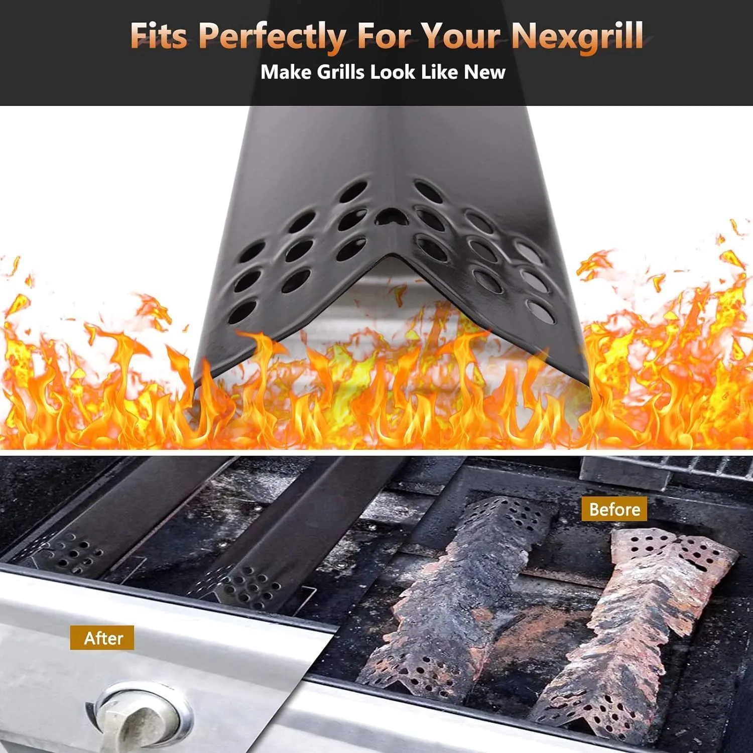Criditpid Grill Replacement Parts for Nexgrill 6 Burner 720-0896B 720-0830H 720-0882A 720-0783E 720-0896, Grill Master 720-0697 720-0737, Grill Heat Tent Plate Buner Cover for Members Mark 720-0830F.