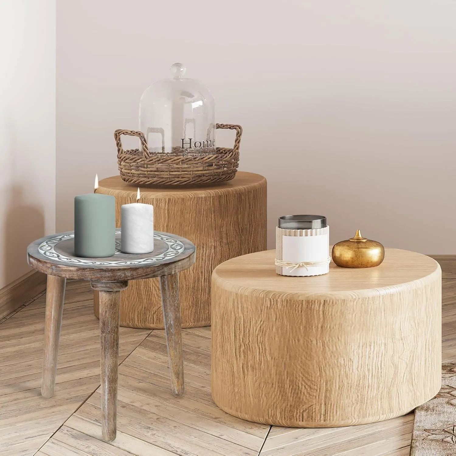 Crocon Side Table, Small End Table for Living Room Bedroom Office Patio Small Spaces Decorative Bedside Table Nightstand Coffee Table Home Décor Wood Stool for Plant Flower pots, 12 x 12.5 Inch